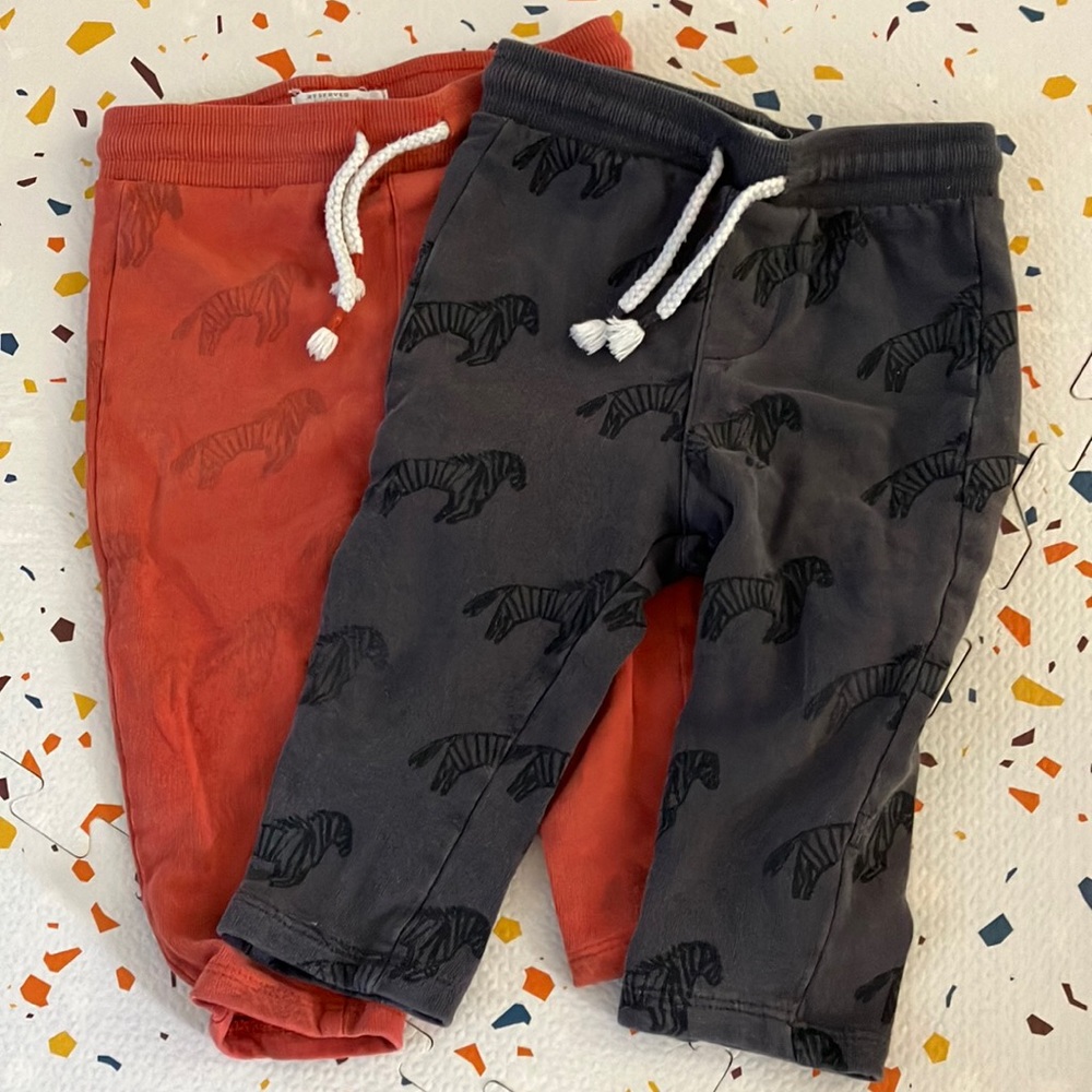 Bundle of 2 baby pants zebra print sweatpants size 2T zara H&M joggers baby boy